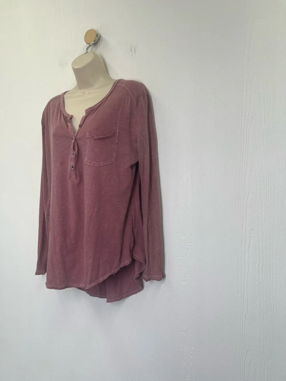 Free People - Frontier Slub Pocket Henley Long Sleeve Lightweight Top Size XS